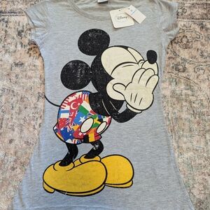 Disney Gray T-shirt Dress with Colorful Mickey International Flag Design